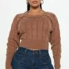 Fashion Nova Pullovers Charade Cable Knit Sweater - Mocha