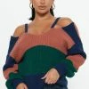 Fashion Nova Pullovers Fall Fave Striped Twist Sweater - Green/combo