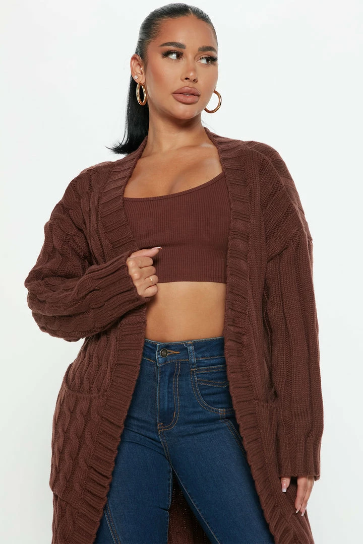Fashion Nova Top Notch Duster Cardigan - Brown