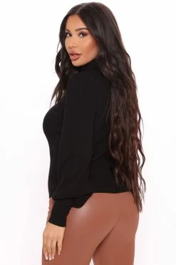 Fashion Nova Roll With You Turtleneck Top - Black