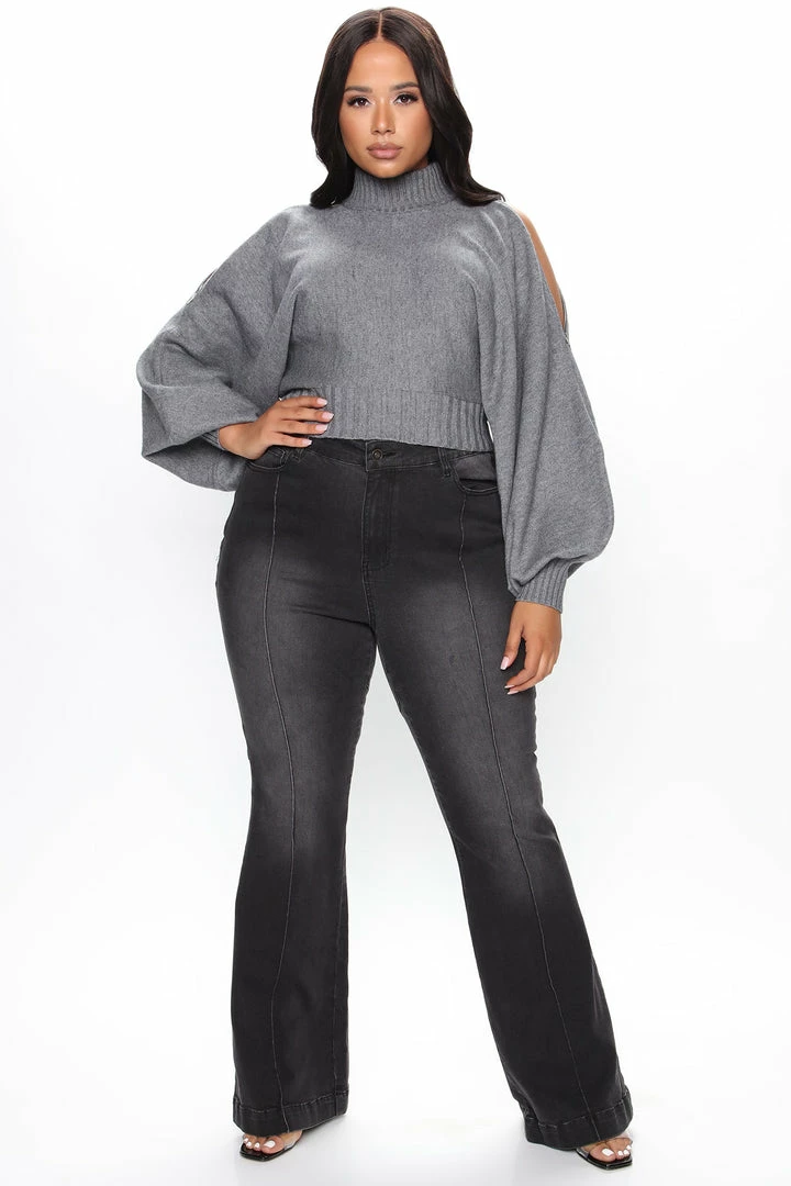 Fashion Nova Lost In Your Eyes Sweater - Heather Grey Pullovers