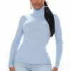 Fashion Nova Pullovers Tara Turtle Neck Sweater - Light Blue
