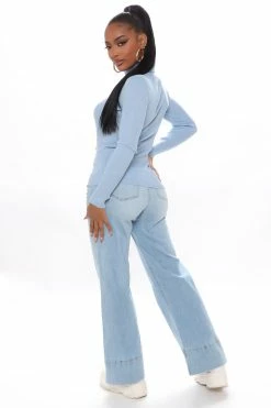 Fashion Nova Pullovers Tara Turtle Neck Sweater - Light Blue