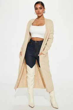 Fashion Nova Streamline Duster Cardigan - Beige Cardigans