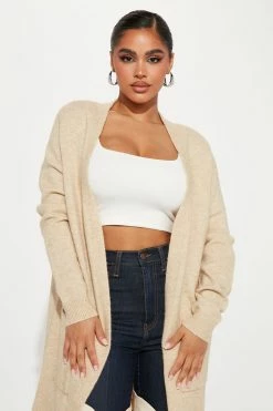 Fashion Nova Streamline Duster Cardigan - Beige Cardigans