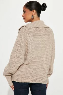 Fashion Nova Pullovers Cozy Rib Knit Collar Sweater - Oatmeal