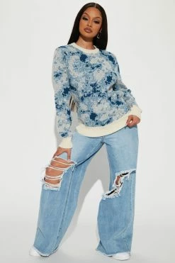 Fashion Nova Pullovers Blending In Camo Sweater - Blue/combo