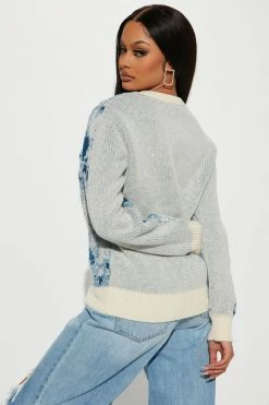 Fashion Nova Pullovers Blending In Camo Sweater - Blue/combo