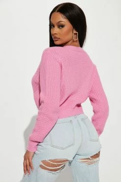 Fashion Nova Shine Bright Jewel Button Cardigan - Pink Cardigans