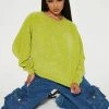 Fashion Nova Time Flies Chenille Sweater - Green Pullovers