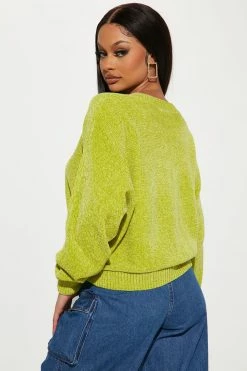 Fashion Nova Time Flies Chenille Sweater - Green Pullovers