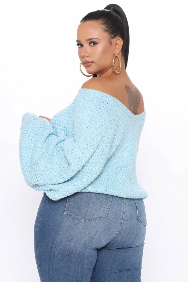Fashion Nova I Adore You Sweater - Blue