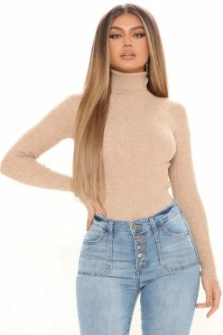 Fashion Nova Don't Loose Focus Turtleneck Sweater - Taupe Pullovers