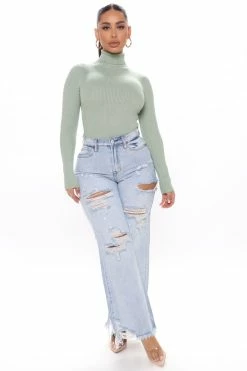 Fashion Nova Pullovers Tara Turtle Neck Sweater - Sage