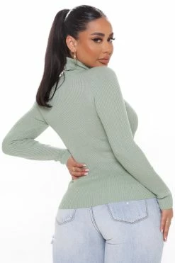 Fashion Nova Pullovers Tara Turtle Neck Sweater - Sage