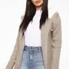 Fashion Nova Cardigans Far Gone Hooded Cardigan - Oatmeal