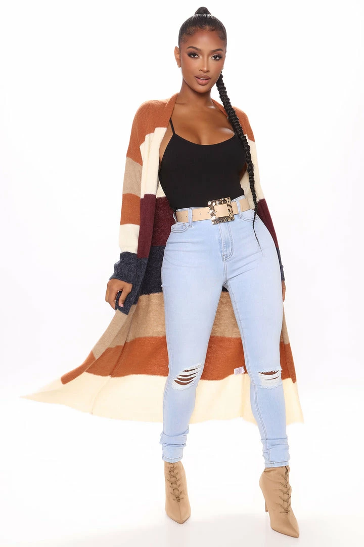 Fashion Nova Cardigans Common Interests Colorblock Cardigan - Camel/combo