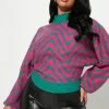 Fashion Nova Pullovers Star Power Zig Zag Stripe Sweater - Green/combo