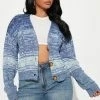 Fashion Nova Cardigans Old School Vibes Cardigan - Blue/combo