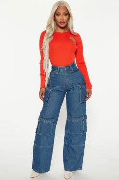 Fashion Nova Pullovers Major Crush Cut Out Sweater Top - Orange