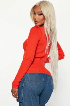 Fashion Nova Pullovers Major Crush Cut Out Sweater Top - Orange