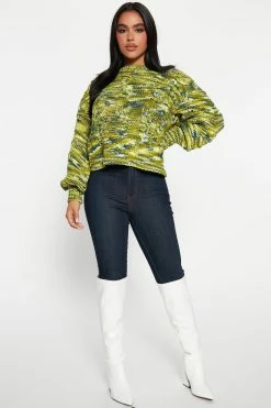 Fashion Nova Pullovers Love Letters Soft Sweater - Green/combo