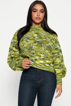 Fashion Nova Pullovers Love Letters Soft Sweater - Green/combo