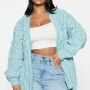 Fashion Nova Road Trip Cable Knit Cardigan - Blue Cardigans