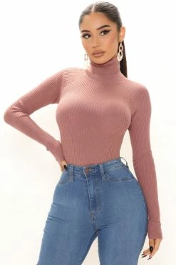 Fashion Nova Don't Loose Focus Turtleneck Sweater - Mauve Pullovers