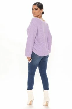 Fashion Nova Stop And Stare Sweater - Lavender