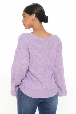 Fashion Nova Stop And Stare Sweater - Lavender