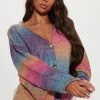 Fashion Nova Good As Always Spacedye Cardigan - Purple/combo Cardigans