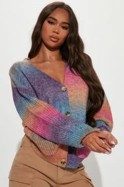 Fashion Nova Good As Always Spacedye Cardigan - Purple/combo Cardigans