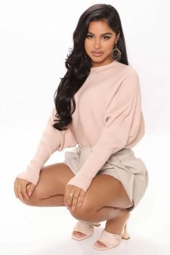 Fashion Nova Pullovers See You Soon Oversize Sweater - Nude