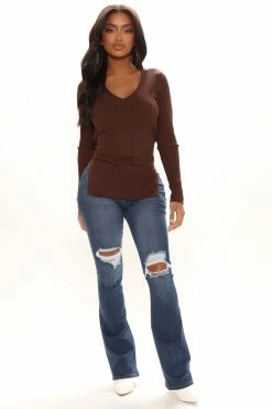 Fashion Nova Giving Me The Feels Sweater - Chocolate Pullovers