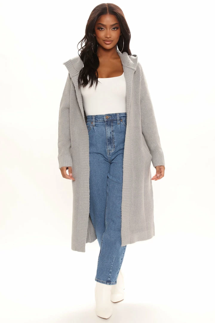 Fashion Nova Dangerously Beautiful Solid Cardigan - Heather Grey Cardigans