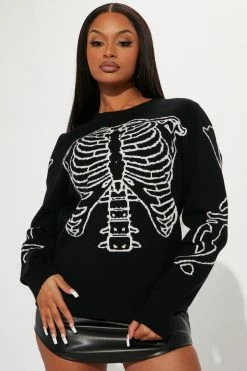 Fashion Nova To The Bone Pullover Sweater - Black/combo Pullovers