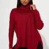 Fashion Nova Pullovers Tune It Out Turtleneck Tunic Sweater - Wine