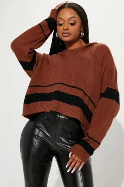 Fashion Nova Pullovers Don't Stop Me Hooded Sweater - Brown/combo