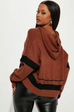 Fashion Nova Pullovers Don't Stop Me Hooded Sweater - Brown/combo