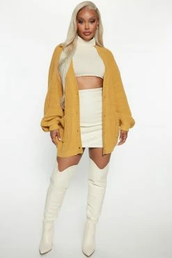 Fashion Nova Be My Boyfriend Cardigan - Gold