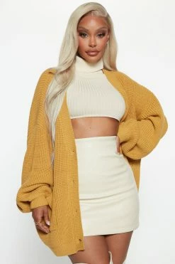 Fashion Nova Be My Boyfriend Cardigan - Gold