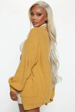Fashion Nova Be My Boyfriend Cardigan - Gold