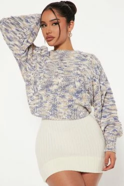 Fashion Nova Love Letters Soft Sweater - Blue/combo
