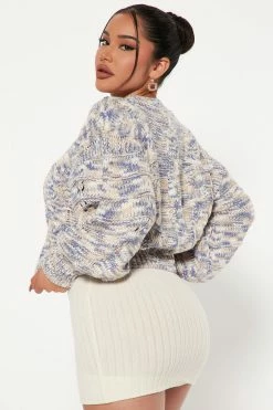 Fashion Nova Love Letters Soft Sweater - Blue/combo