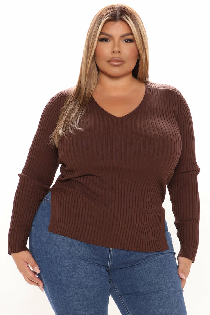 Fashion Nova Giving Me The Feels Sweater - Chocolate Pullovers
