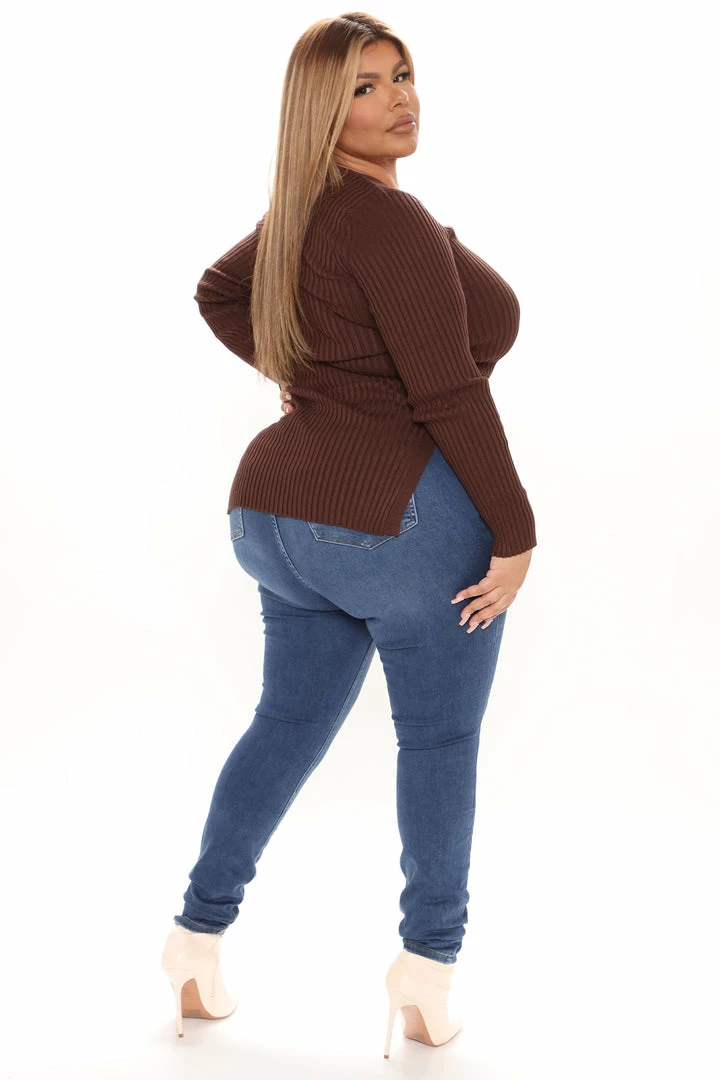 Fashion Nova Giving Me The Feels Sweater - Chocolate Pullovers