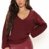 Fashion Nova Pullovers Stop And Stare Sweater - Burgundy
