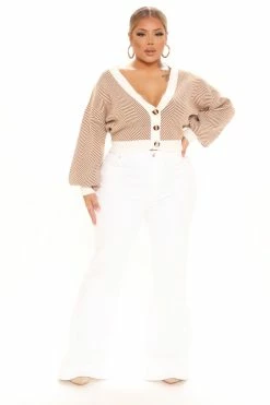 Fashion Nova Madison Stripe Cropped Cardigan - Ivory/combo