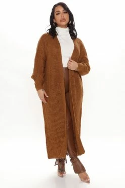 Fashion Nova Couch Cuddles Long Cardigan - Brown Cardigans